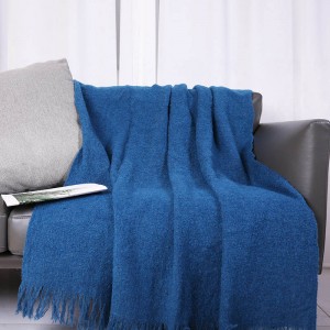 Blue Plush sofa nap blanket 62% wool 22% Mohair 16% nylon